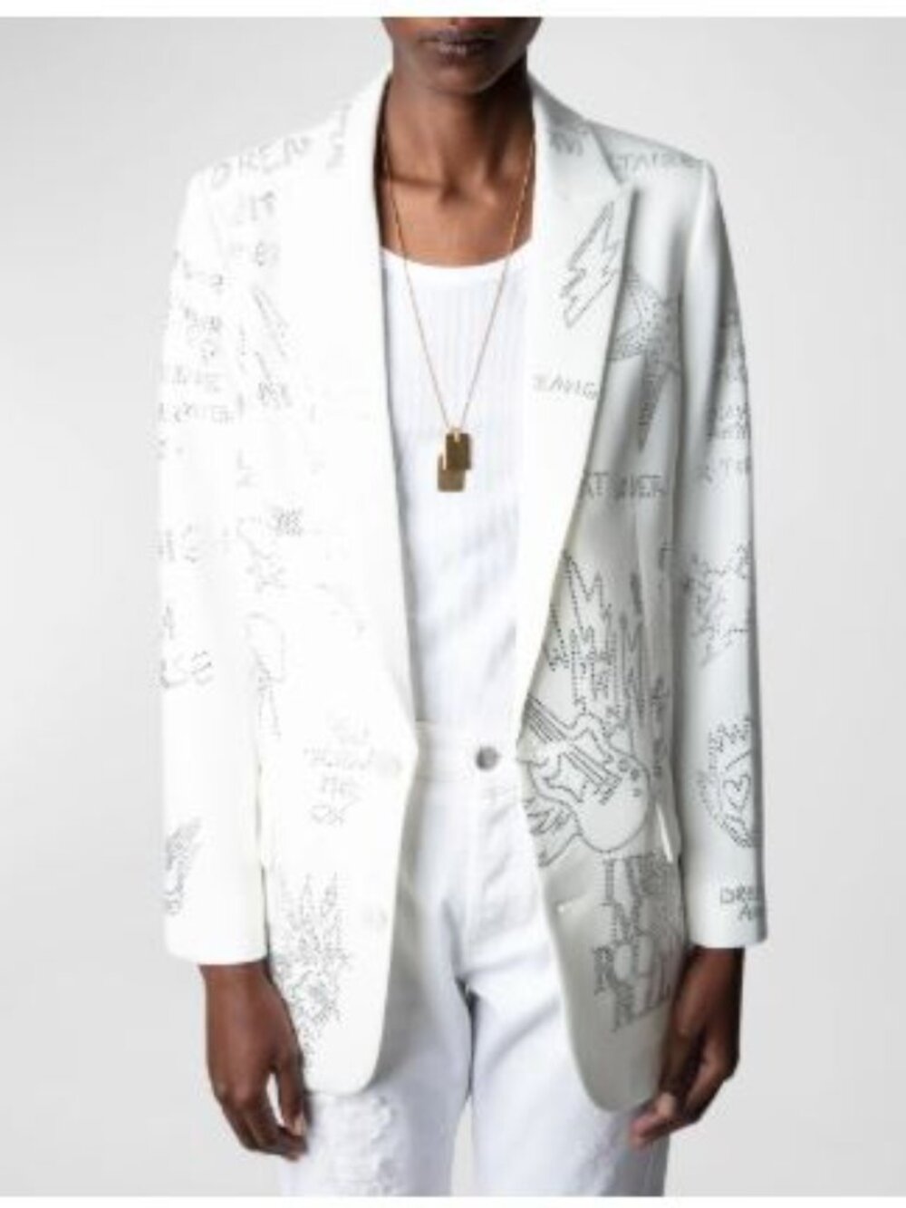 Zadig & Voltaire Viva Strass Carroussl White Embellished Blazer